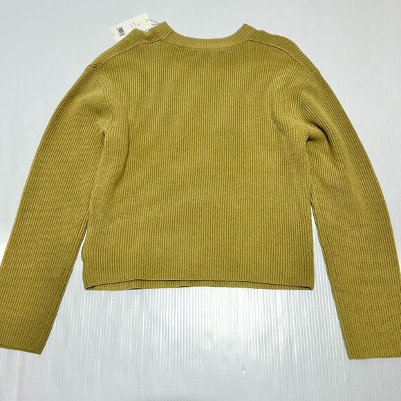 Vince Women's Large Sweater Tan Knitted Ribbed Long Sleeve Pullover NWT $325 - Picture 3 of 9